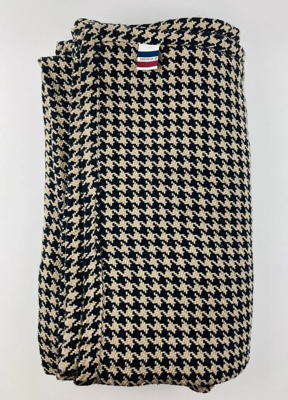 Rare Cremieux Daniel Houndstooth Cotton Queen Blanket Brown Black Large Coverlet